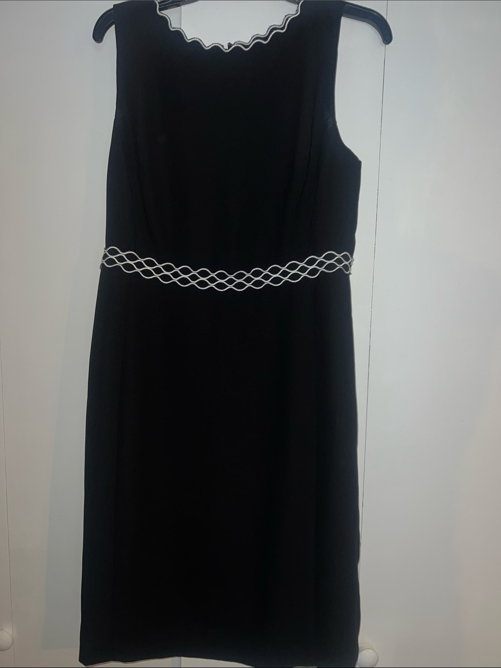 Ann Taylor Black Midi Sheath Dress with White Trim